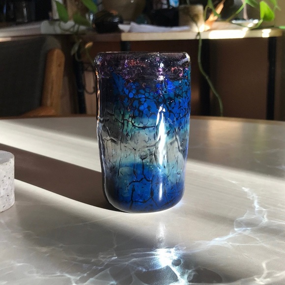 Dunmore Glassworks Hand Blown Art Glass Deep Space Royal Playa Jar with Cork - Picture 3 of 10